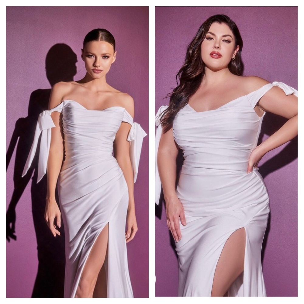 WHITE OFF SHOULDER CINDERELLA GOWN